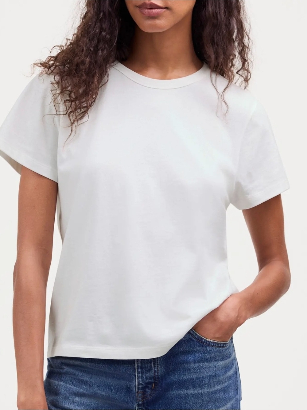 Madewell Short Sleeve Crewneck Tee in White Large